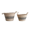 Black Striped Palm & Seagrass Baskets, Set of  2