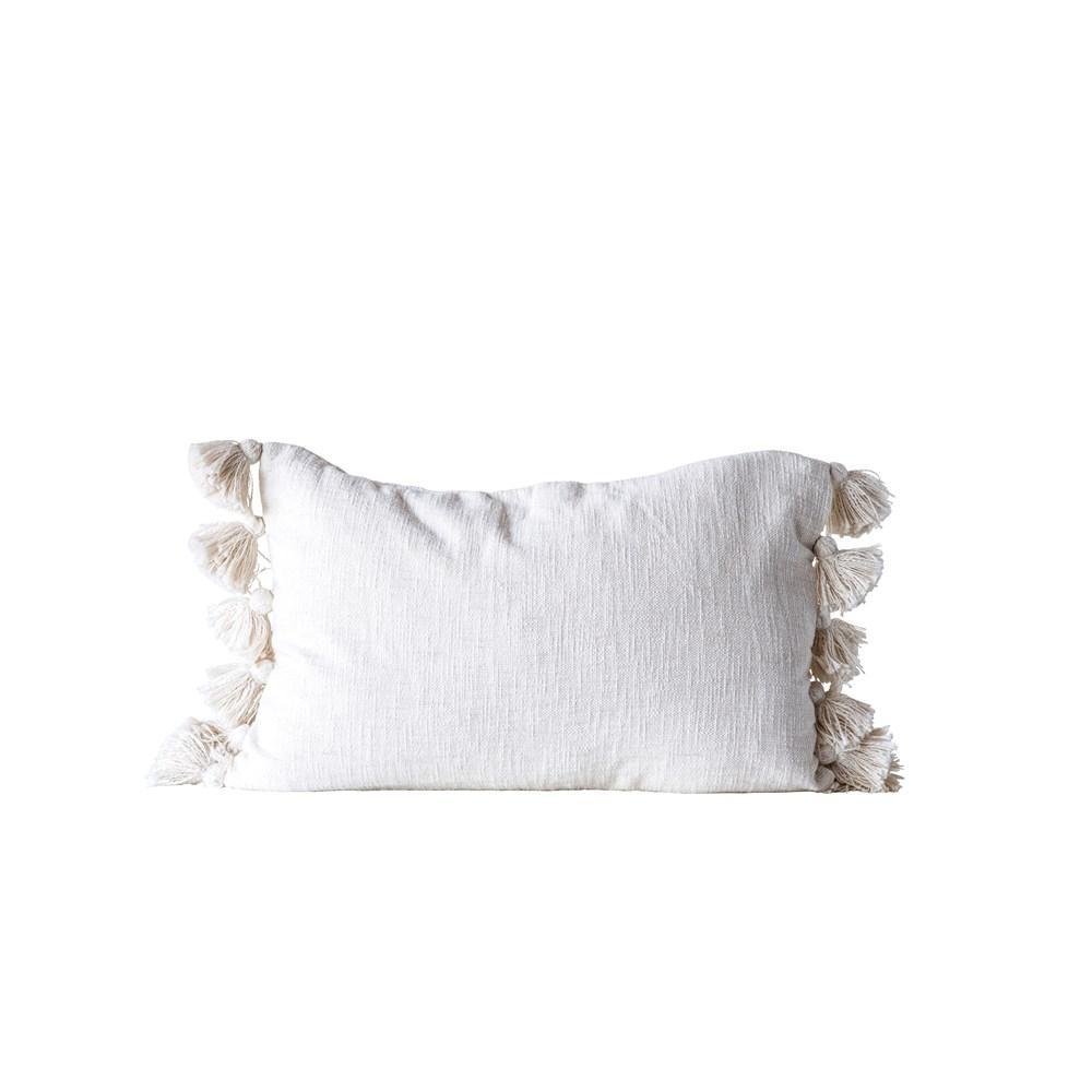 Cream Pillow with Tassles