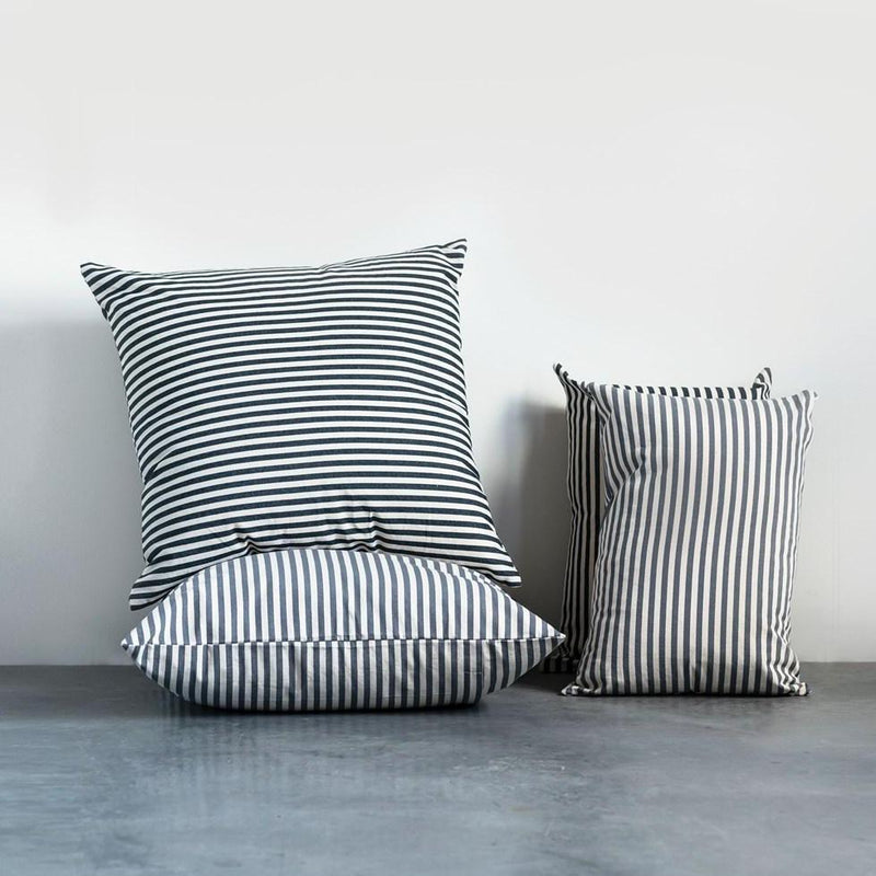 Grey Striped Lumbar Pillow