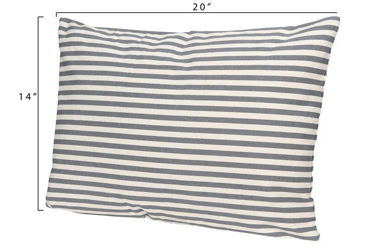 Grey Striped Lumbar Pillow