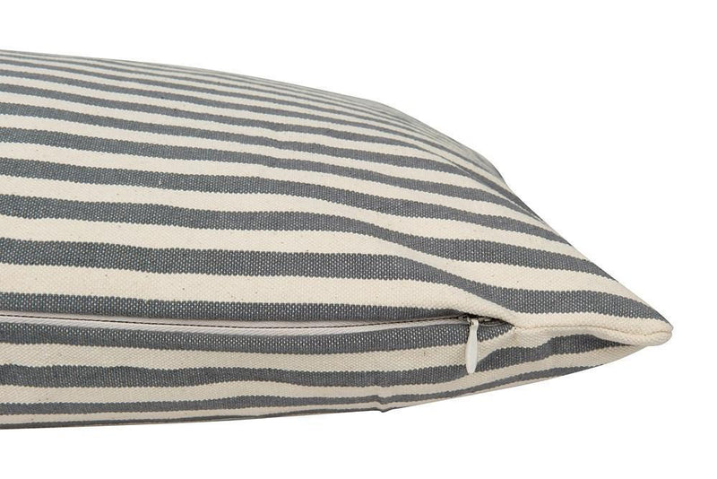 Grey Striped Lumbar Pillow