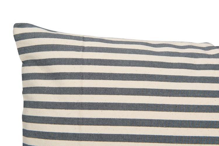 Grey Striped Lumbar Pillow