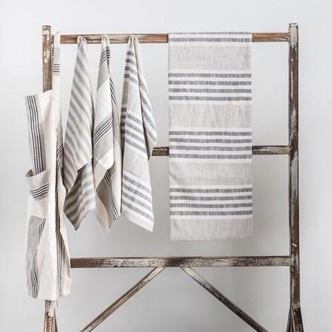 Black & Cream Stripe Table Runner