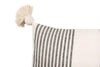 Grey Striped Lumbar Pillow with Tassels