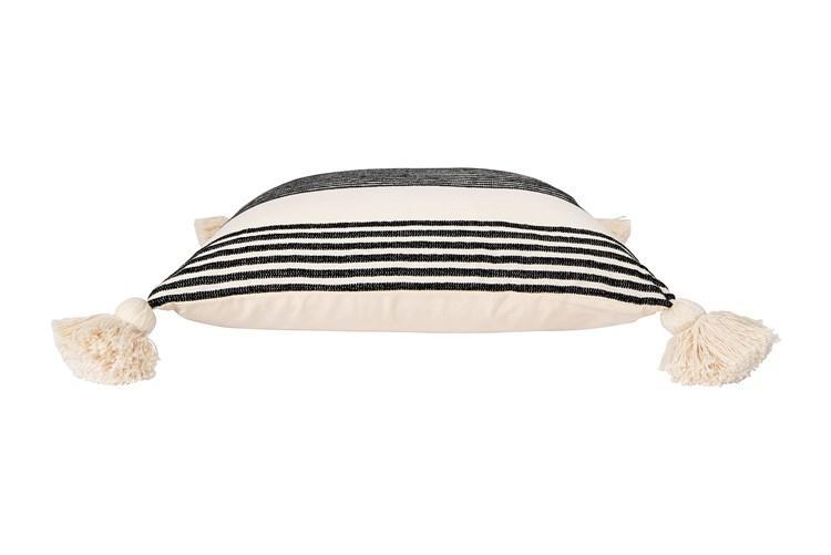 Black Striped Pillow with Tassels