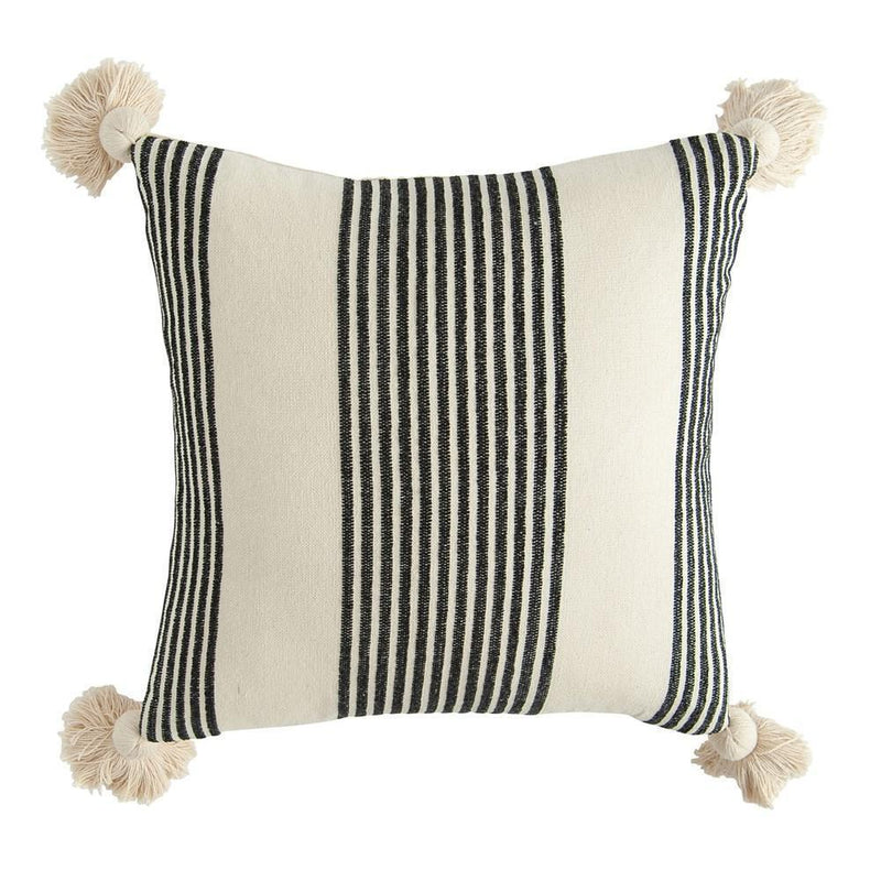 Black Striped Pillow with Tassels