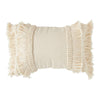 Cream Lumbar Fringe Pillow