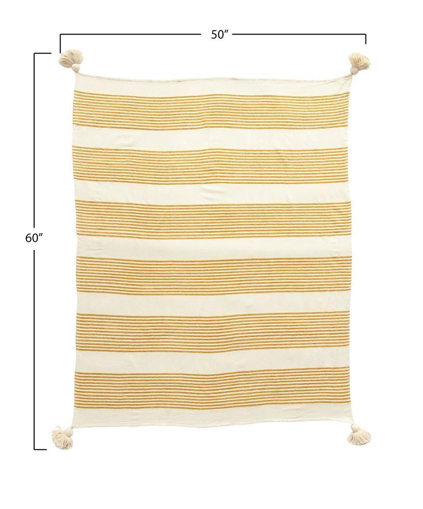 Mustard Striped Throw with Tassles