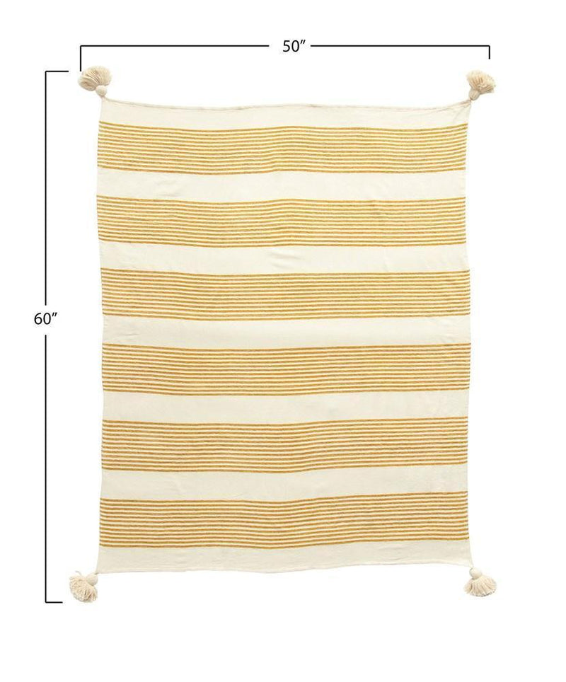 Mustard Striped Throw with Tassles