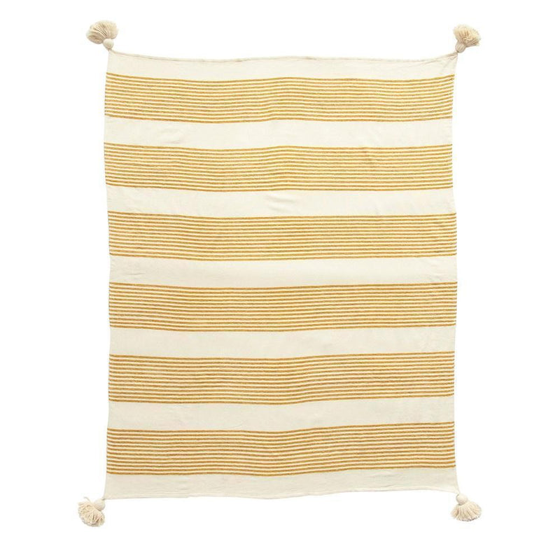 Mustard Striped Throw with Tassles