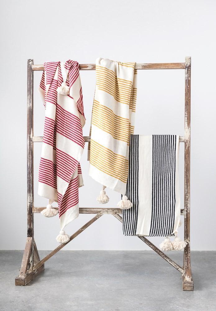 Black Striped Throw with Tassles