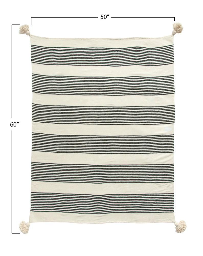 Black Striped Throw with Tassles