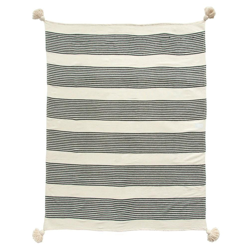 Black Striped Throw with Tassles