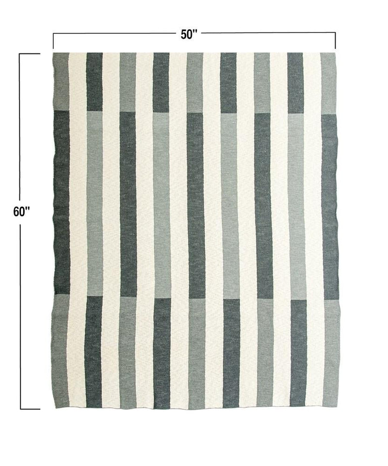 Grey Striped Knit Throw