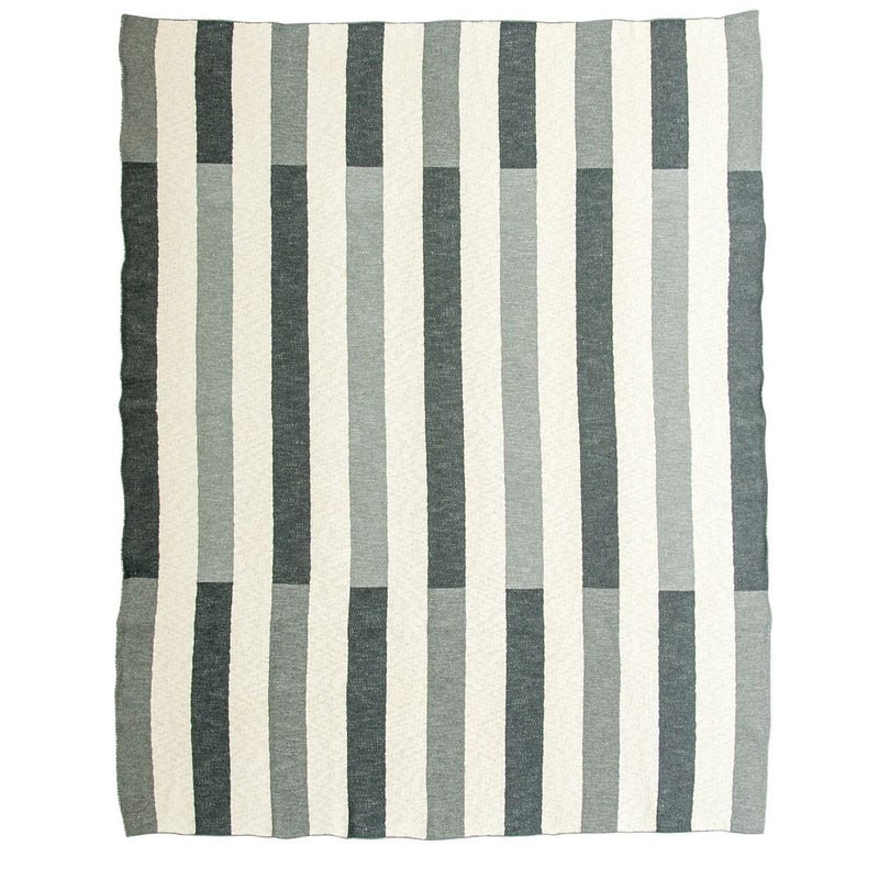 Grey Striped Knit Throw