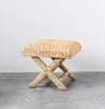 Woven Water Hyacinth & Wood Stool