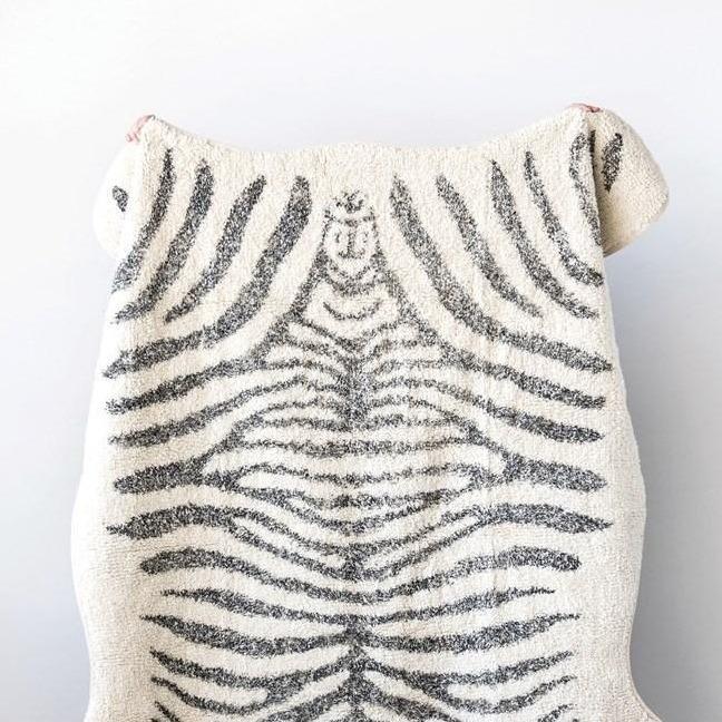 Black & White Zebra Print Tufted Rug