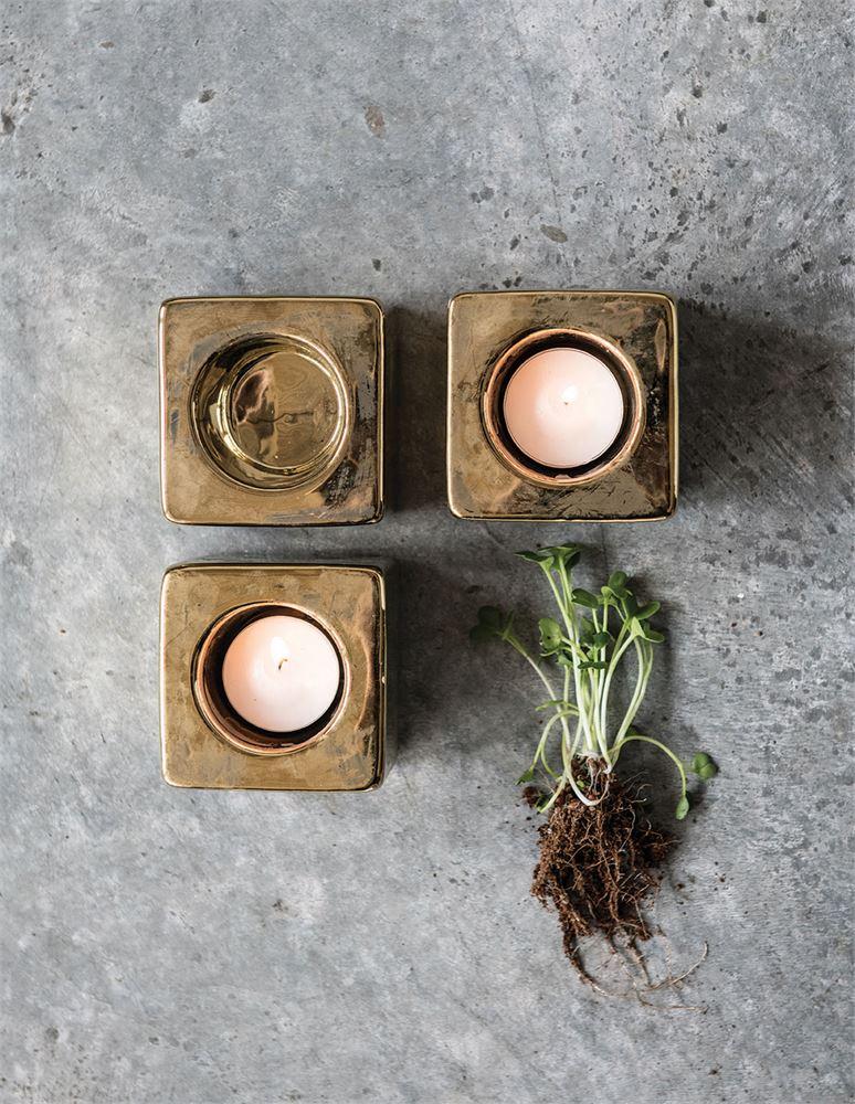 Terracotta Tealight Holder in Gold