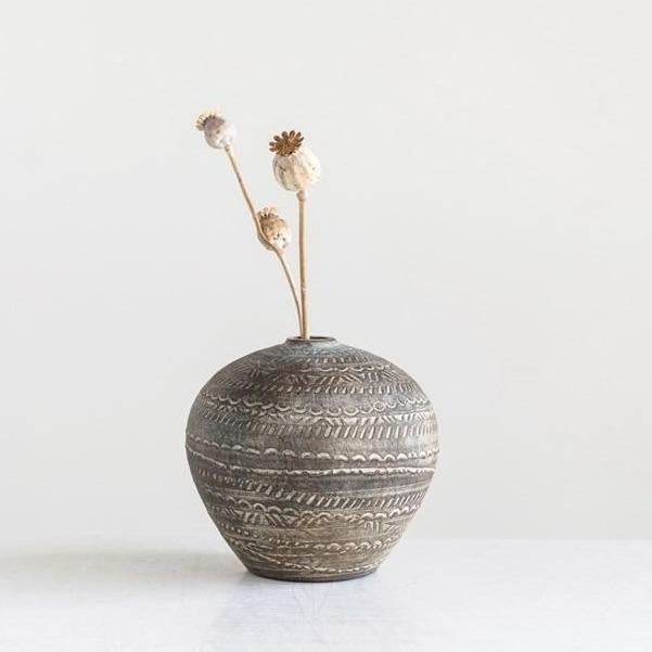 Debossed Teracotta Vase