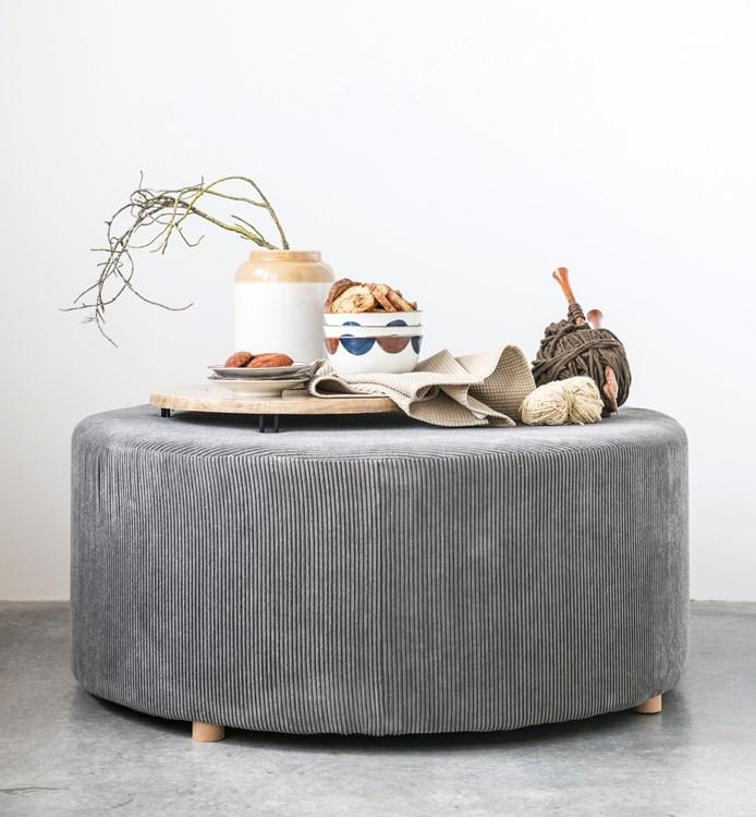 Grey Corduroy Ottoman