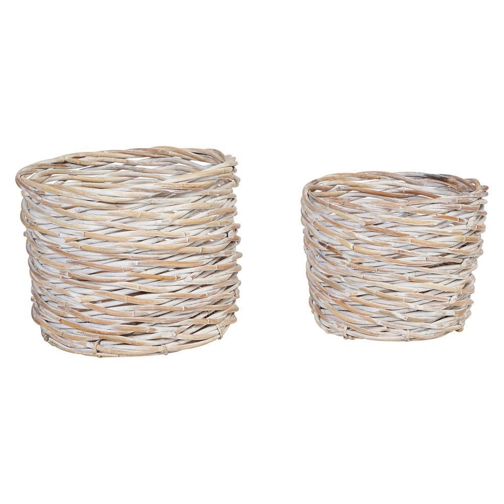 Whitewash Woven Arurog Baskets - Set of 2