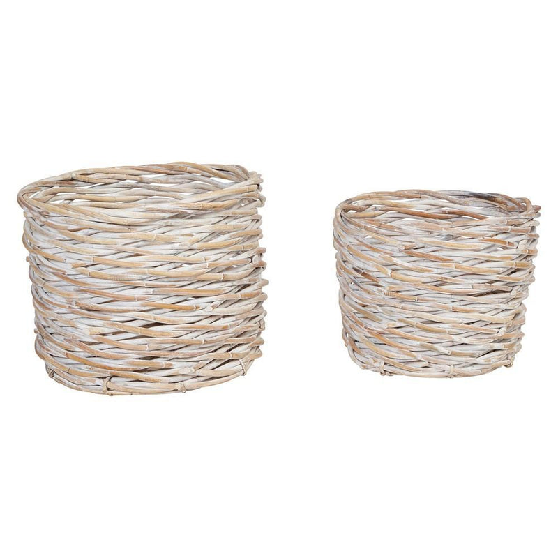 Whitewash Woven Arurog Baskets - Set of 2