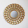 Round Scalloped Hand-Carved Mirror with Gold Finish