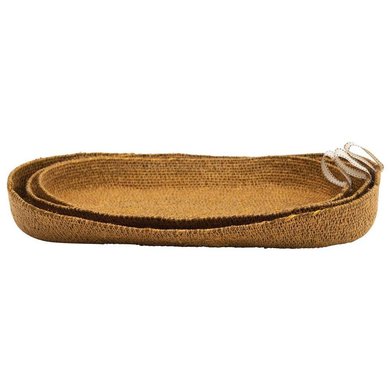 Mustard Seagrass Baskets, Set of 3