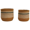 Natural Seagrass Striped Baskets - Set of 2