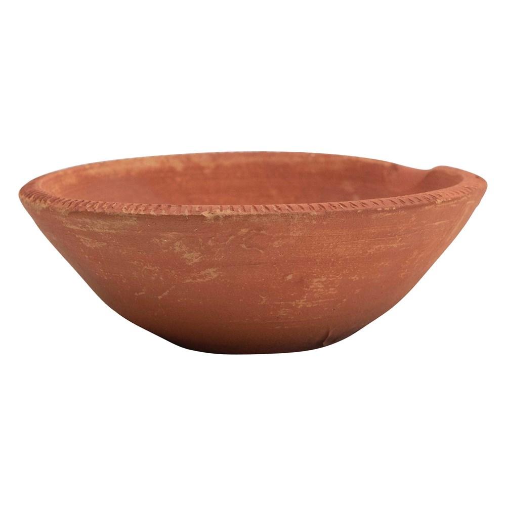 Decorative Terracotta Bowl with Ribbed Edge