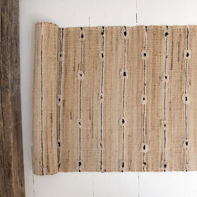 Natural & Black Cotton Jute Blend Runner