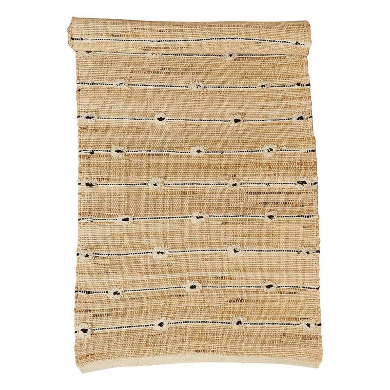 Natural & Black Cotton Jute Blend Runner