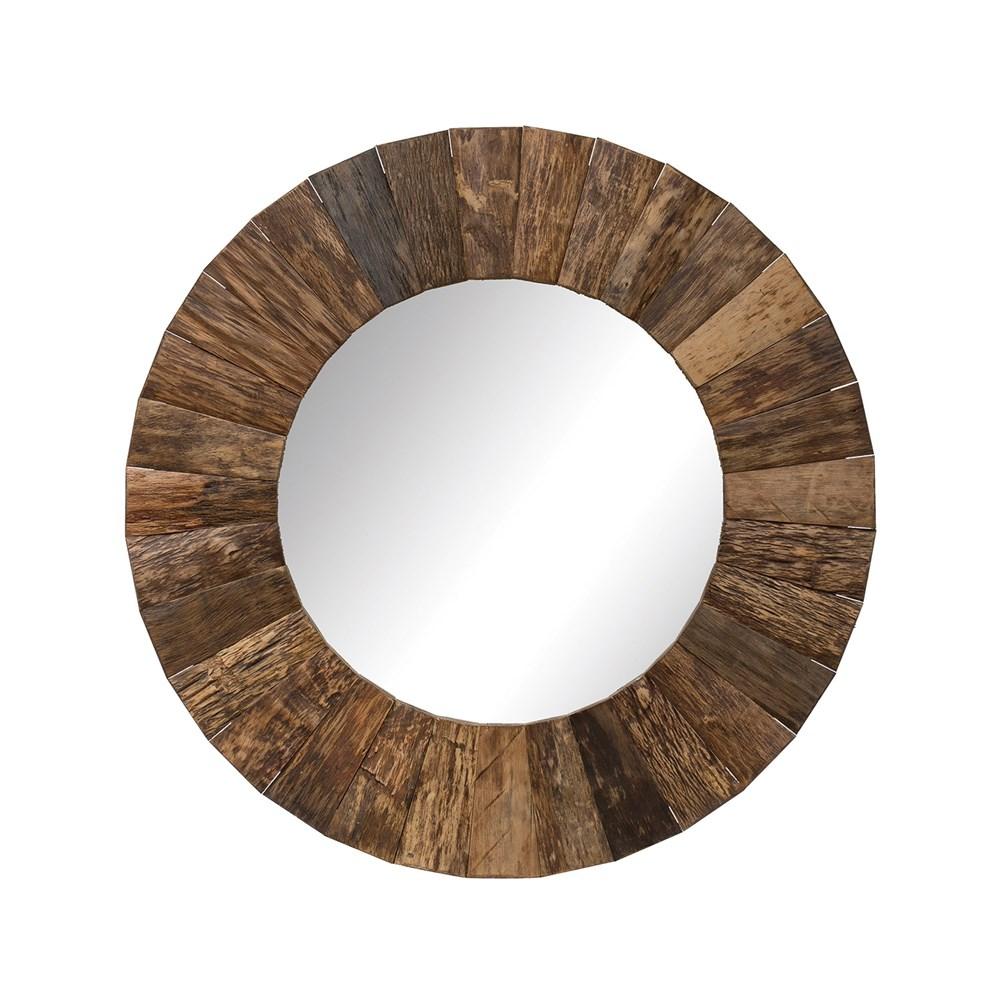 Round Wood Mirror