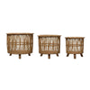 Bamboo Footed Baskets, Set of 3