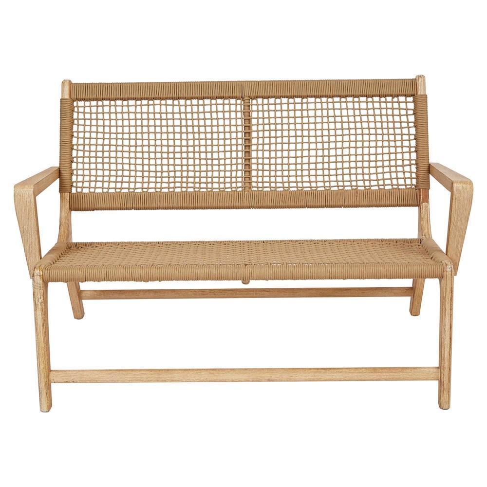 Teak & Woven Rope Settee