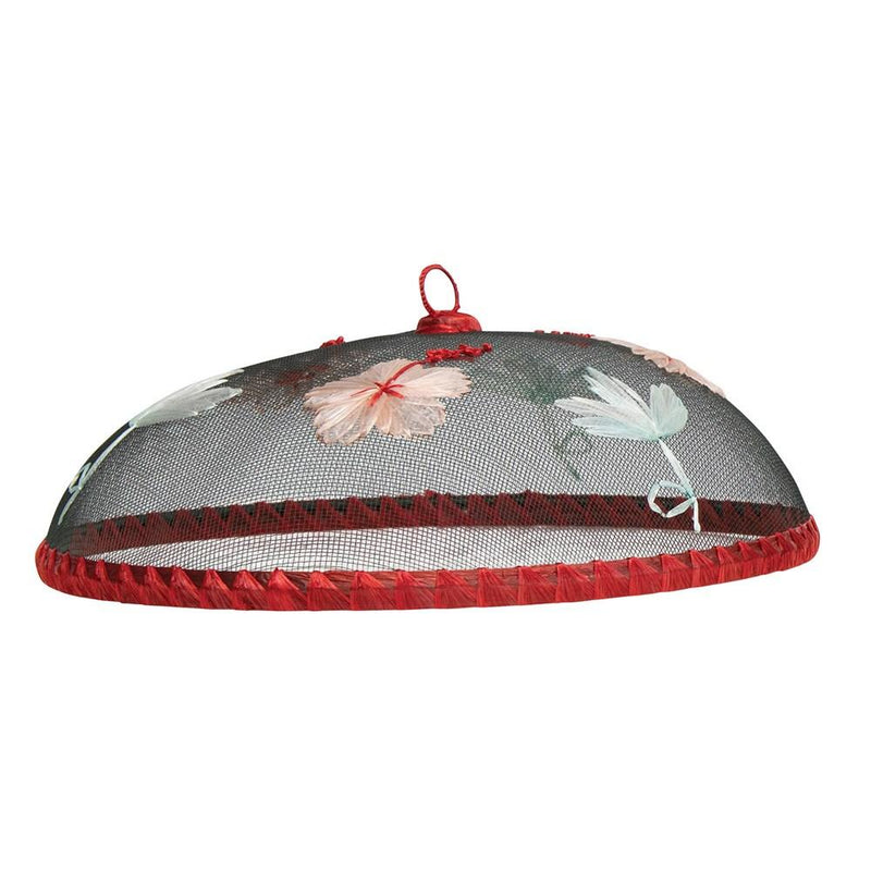 Screen Food Cover with Embroidered Flowers