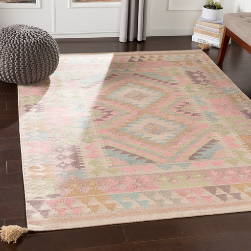 Adia Rug in Rose & Khaki