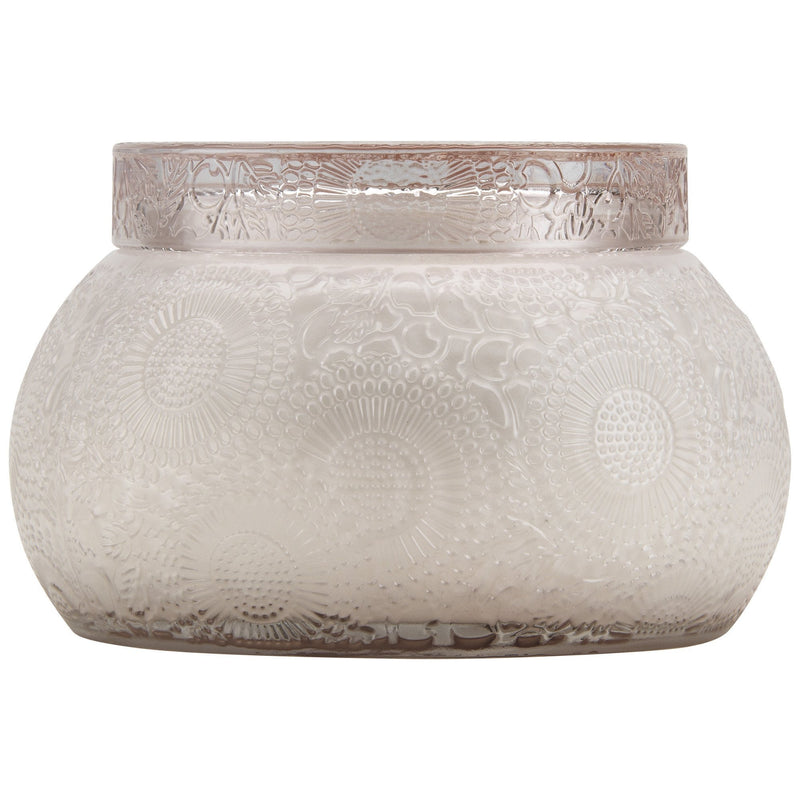 Chawan Bowl 2 Wick Embossed Glass Candle in Mokara design by Voluspa