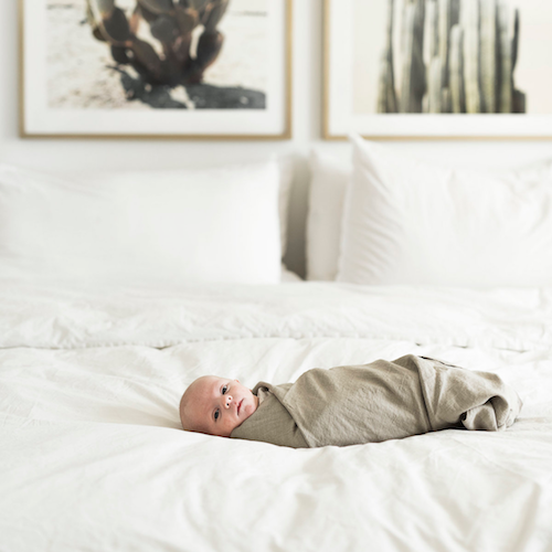 Linen Swaddle Blanket in Ginger