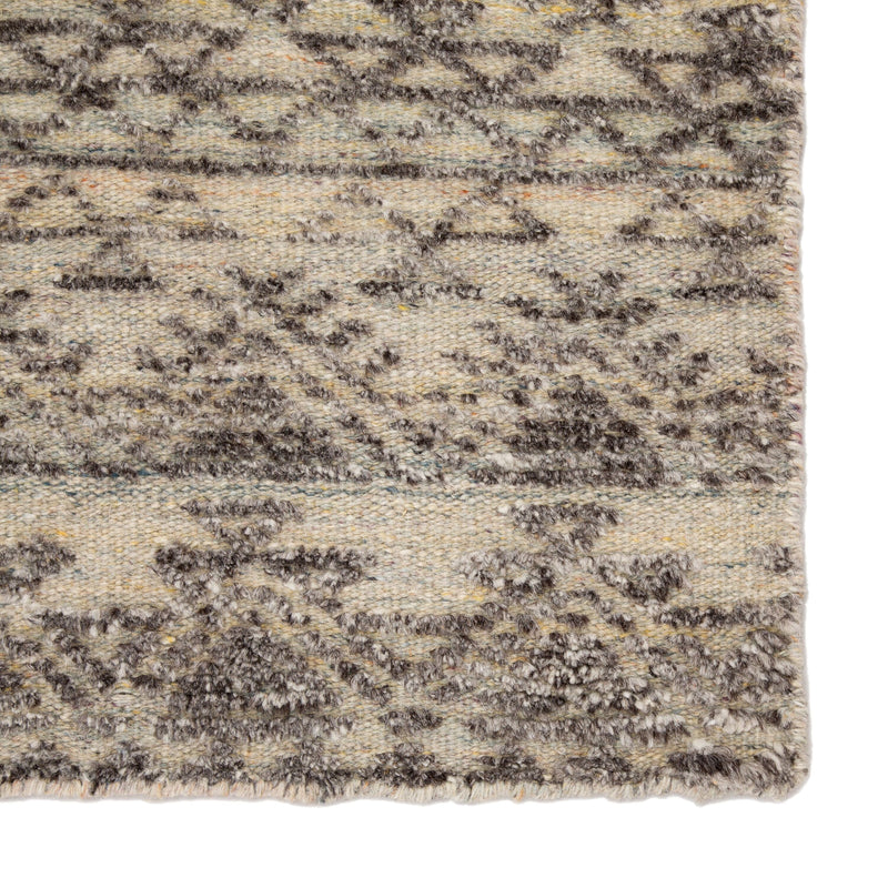 Prentice Hand-Knotted Geometric Dark Gray & Taupe Area Rug