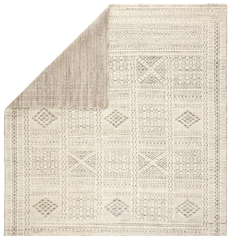 Jadene Hand-Knotted Geometric White & Light Gray Area Rug