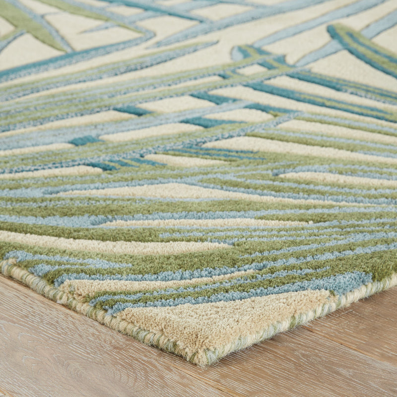 Palmetto Handmade Floral Blue & Green Area Rug