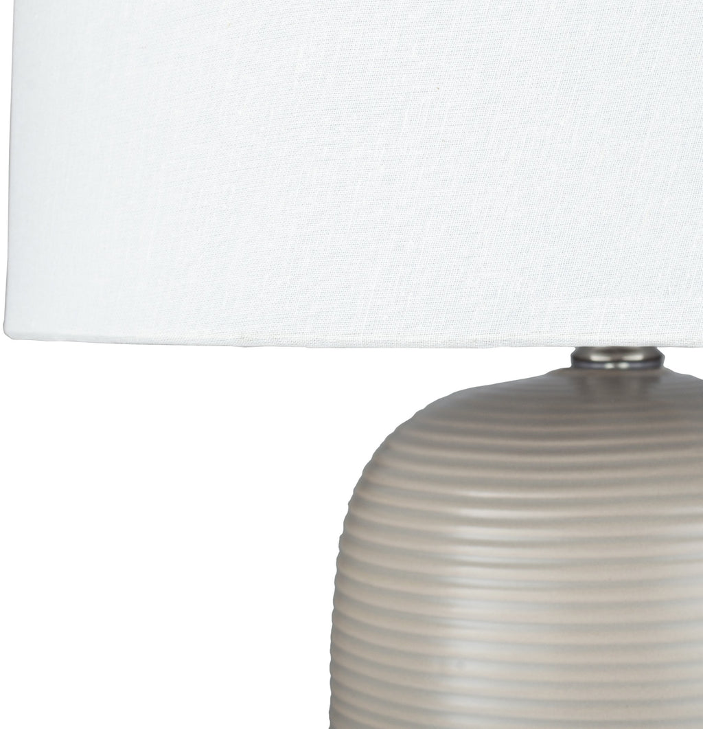 Everly Table Lamp in Taupe & White