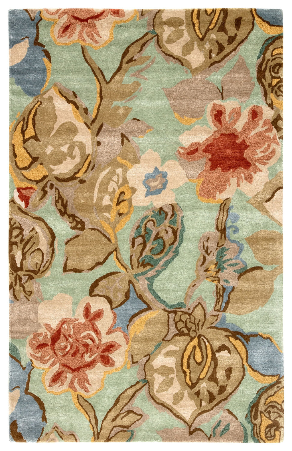 Petal Pusher Handmade Floral Green & Multicolor Area Rug