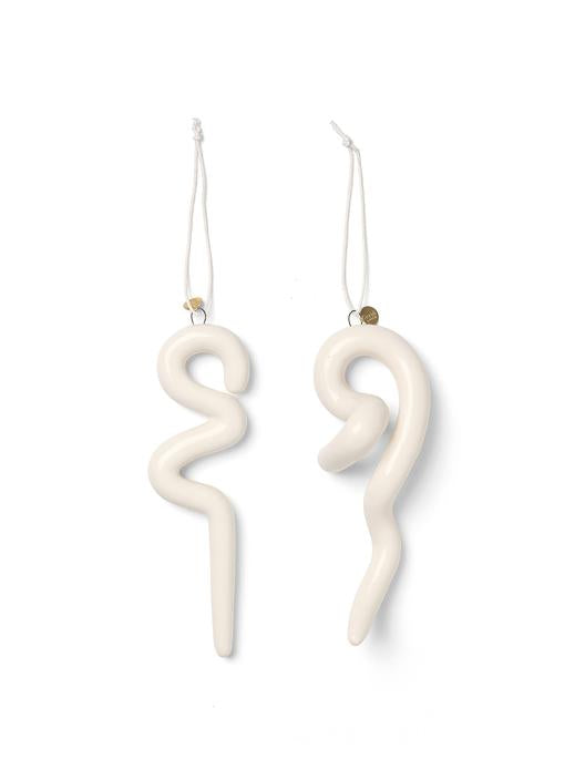 Doodle Ornaments - Set of 2 - Off-White