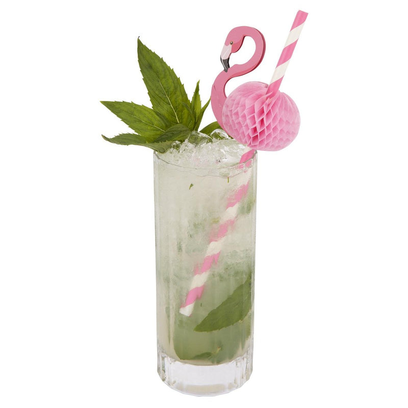 Honeycomb Flamingo Straws - Set of 12