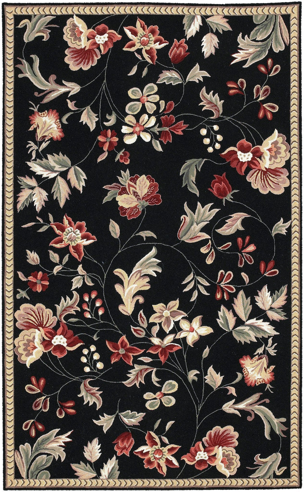 Flor Rug in Black & Burgundy design by Surya