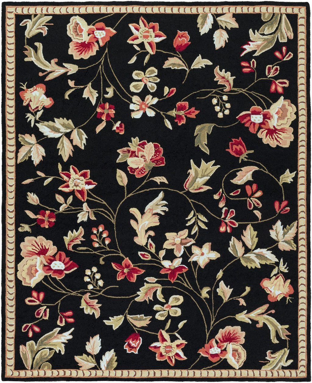 Flor Rug in Black & Burgundy design by Surya