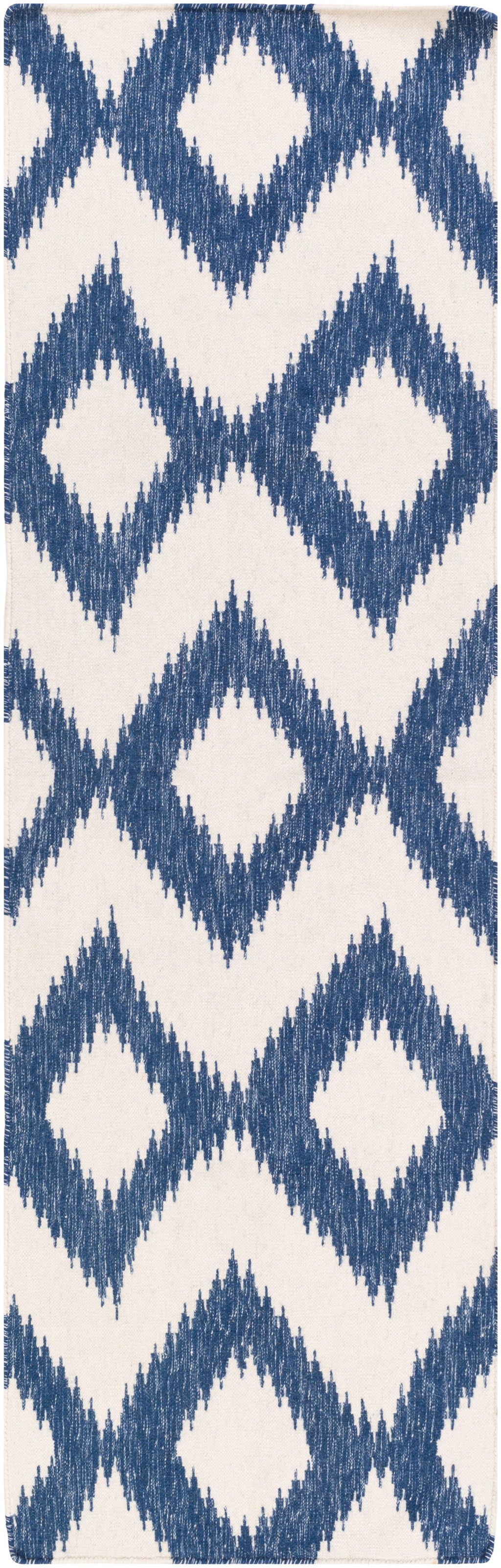 Frontier Collection 100% Wool Area Rug in Blue and Winter White design by Surya