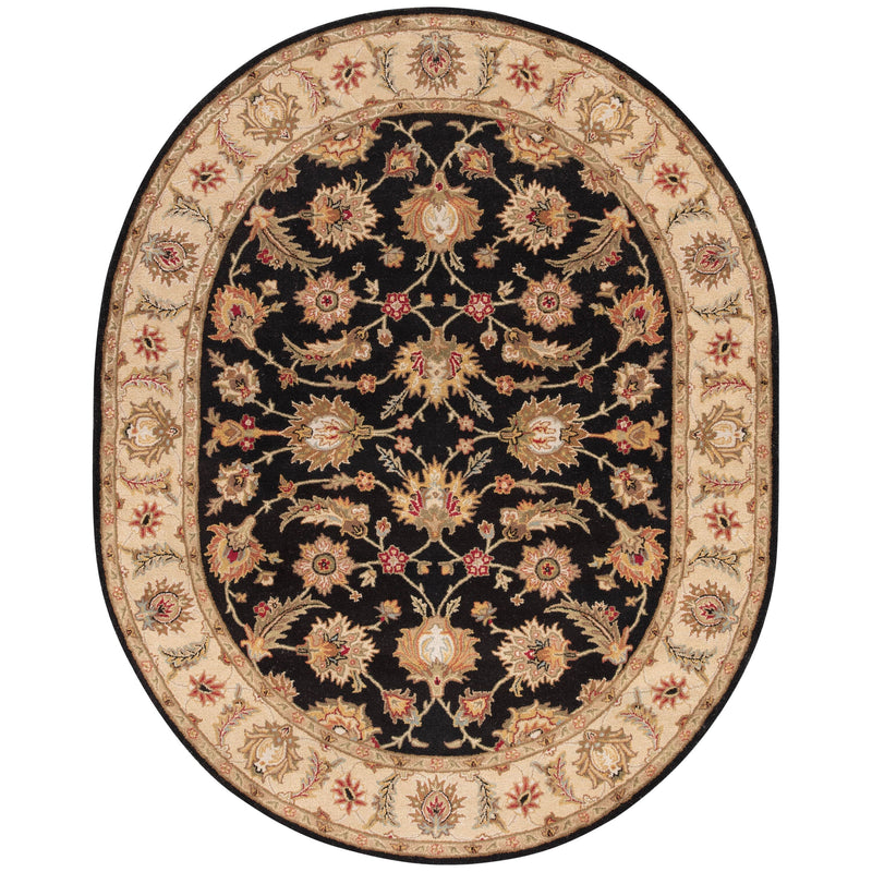 Selene Handmade Floral Black & Beige Area Rug